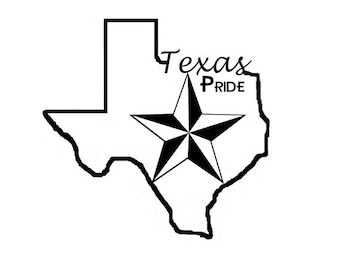 Texas Pride - Texas State with Star Decal - Texan -Lone Star State - Multiple Colors & Sizes - Laptop-Phone-Window-RV- Camper-Car