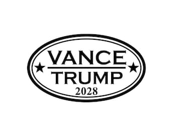 Vance - Trump 2028 - Oval Vinyl Decal - 2028 Presidency - Political Sticker - Adult - Multiple Colors and Sizes