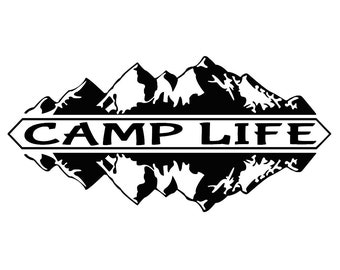 Mountain Reflection Camp Life Decal - Camping - Outdoors - Adventure - Multiple Colors & Sizes - Laptop-Phone-Window-RV- Camper-Car-Trailer