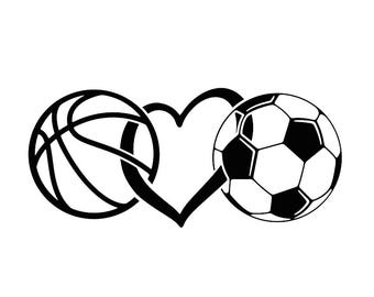Love Basketball Soccer Decal - Multiple Colors & Sizes - Laptop-Phone-Window-RV- Camper-Car - Sports Mom - Sports - Team Sports