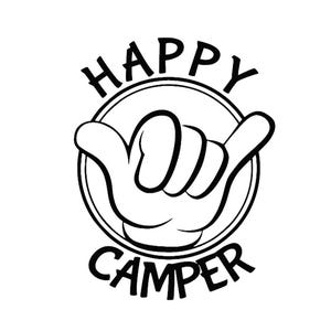Happy Camper Decal - Multiple Colors & Sizes - Laptop-Phone-Window-RV- Camper-Car