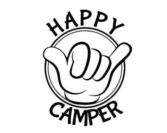 Happy Camper Decal - Multiple Colors & Sizes - Laptop-Phone-Window-RV- Camper-Car