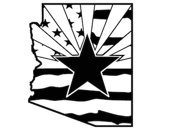 Rugged American Flag Shape Of Arizona Decal - Multiple Colors & Sizes - Laptop-Phone-Window-RV- Camper-Car - Arizona Pride