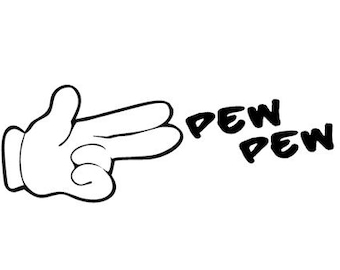 Pew Pew Finger Decal - Multiple Colors & Sizes - Laptop-Phone-Window-RV- Camper-Car