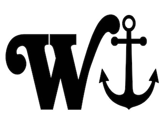 W + Anchor Decal - Multiple Colors & Sizes - Laptop-Phone-Window-RV- Camper-Car