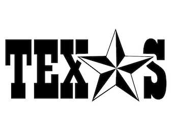 Texas with Star Decal - Texan -Lone Star State - Multiple Colors & Sizes - Laptop-Phone-Window-RV- Camper-Car