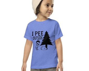 I Pee Outside - Toddler Short Sleeve Tee - Funny Camper - Camping - Outdoors - Humorous - Custom