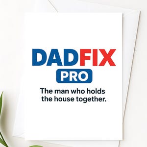 Carte drôle de fête des pères - carte d'anniversaire DADFIX PRO pour papa, carte de bricolage bricolage pour lui, carte de voeux pratique pour blague papa