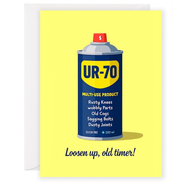 70th Birthday Card for Him or Her – Humorous Old Age Joke Card – Loosen Up Old Timer Milestone Card