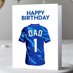 Aangepaste verjaardagskaart Chelsea-shirt | Gepersonaliseerde naam en nummer | Cadeau voetbalfan
