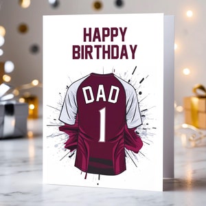Carte d'anniversaire de papa fan d'Aston Villa | Salutation inspirée du football pour papa, nom et numéro personnalisés