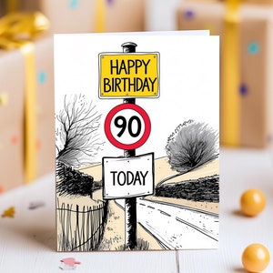 90th Birthday Card, Road Sign Design, Milestone Birthday, Personalised Card, Funny Birthday Card, 90 Card