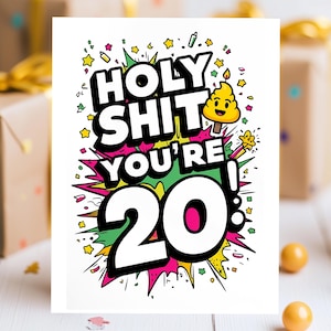Carte d'anniversaire amusante pour 20 ans, cadeau hilarant pour les faire rire aux éclats, carte de célébration d'un jalon unique pour les amis