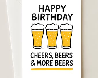 KE Biglietto Di Auguri Divertente – Happy Biersday, Con Bicchiere Di Birra, Formato B6 Con Busta, Made In Germany, Effetto Mica