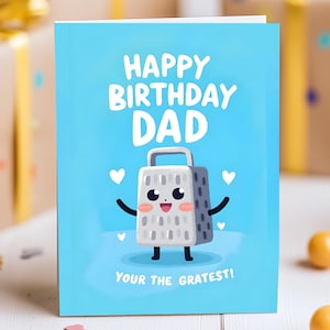 Tarjeta divertida de cumpleaños para papá: "Eres el mejor" con un rallador de queso. Tarjeta de feliz cumpleaños para papá de parte de su hijo o hija. Regalo divertido para papá.
