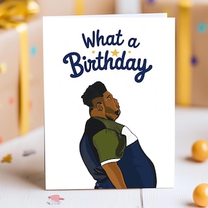 Cartão de aniversário engraçado "Que dia!" do Harvey Price, Cartão de felicitações engraçado com meme para ele ou ela, Cartão de aniversário engraçado para um amigo, Cartão de presente com piada