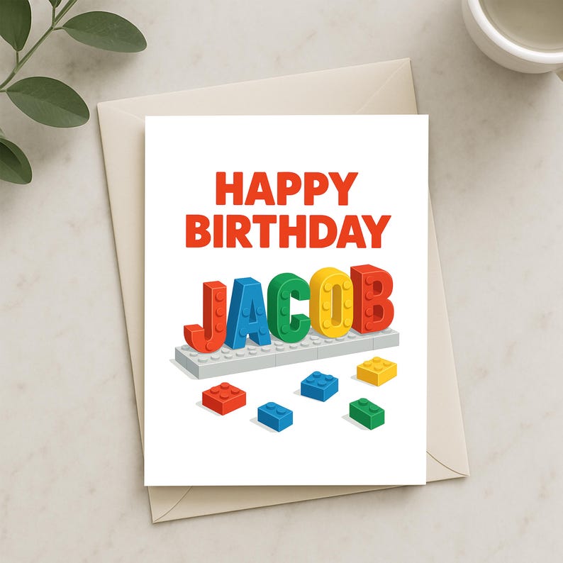 Personalized Building Blocks Birthday Card: Custom Kids Name - Etsy UK