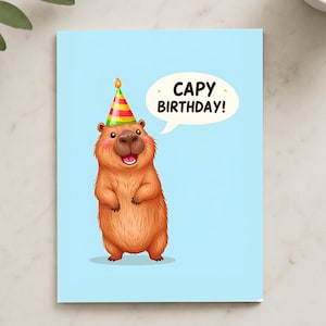 Cartão de aniversário de capivara - Cartão de animal fofo "Aniversário de Capivara", cartão de aniversário divertido para amantes de animais, presente divertido para todas as idades