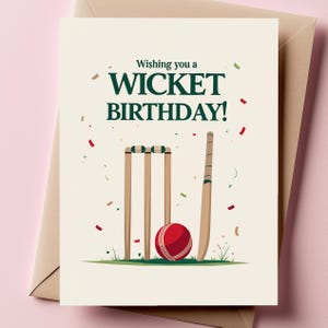 Verjaardagskaart cricket | Elegante sportwenskaart | Cadeau cricketliefhebber | Wicket-verjaardagskaart