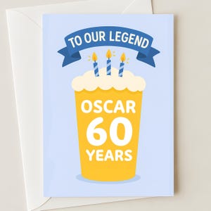 Personalized 60th Birthday Card For Him: Beer Theme Milestone Gift