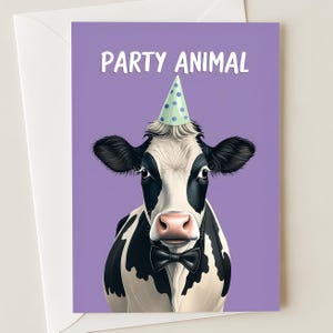 Funny Cow Birthday Card: Party Animal Greeting Card