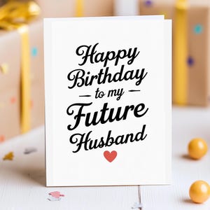 Cartão de aniversário para noivo – Feliz aniversário para meu futuro marido, design minimalista para ele, cartão de felicitações exclusivo, te amo para sempre