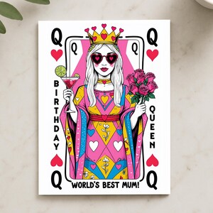 Carte d'anniversaire pour la reine des mamans - « La meilleure maman du monde », carte de reine de coeur, carte d'anniversaire stimulante pour maman, cadeau pour meilleure amie ou sœur