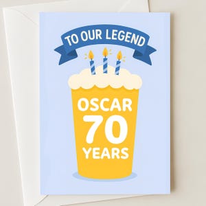 Personalized 70th Birthday Card For Him: Funny Beer Lover Milestone