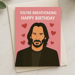Tarjeta de cumpleaños elegante para esposa, novia, prometida o mejor amiga: tarjeta de felicitación para una amiga o fan de Keanu Reeves.