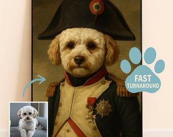 Custom Napoleon Pet Portrait: Dog or Cat Military Commander (Digital)