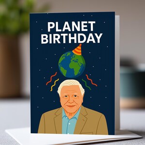 Carte d'anniversaire Funny Planet - Inspiré de David Attenborough - Cadeau écologique pour les amoureux de la nature - Carte d'anniversaire Terre illustrée - Environnement