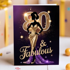 Biglietto di auguri per 80 anni favoloso - Elegante design dorato, auguri glamour per l'80° compleanno, biglietto speciale per celebrare un traguardo importante