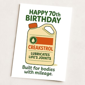 Tarjeta divertida de 70 cumpleaños para él / Parodia del petróleo / Esposo, papá, hermano, amigo / Tarjeta de broma para un cumpleaños importante