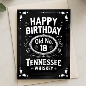 18. Geburtstagskarte, Tennessee Whisky, lustige 18.Geburtstagskarte, schwarzes Design