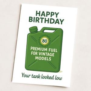 80e carte d'anniversaire drôle pour lui | carte vintage de bâillon-carburant | Papa, grand-père, oncle, frère, ami | Carte d'étape humoristique