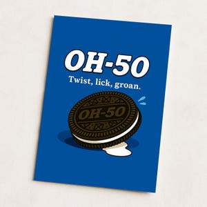 50.Geburtstagskarte – “OH-50’s” Cookie Parodie | Twist, Creak, Rapport | Hilarious Gag Geschenk für Sie und Ihn | Wortspiel Essen Humor Karte