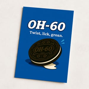 Biglietto di auguri per il 60° compleanno – Parodia del biscotto "OH-60" / Twist, Snap, Nap / Divertente regalo per lui o per lei / Mamma, papà, nonna