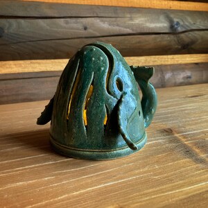 Handmade Lightwhale, wheel thrown, ceramic luminary, luminary whale, ceramic tealight holder, handmade luminary, whale tealight, whale art image 2