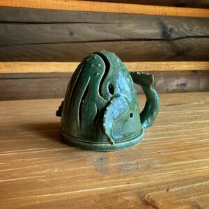 Handmade Lightwhale, wheel thrown, ceramic luminary, luminary whale, ceramic tealight holder, handmade luminary, whale tealight, whale art image 6