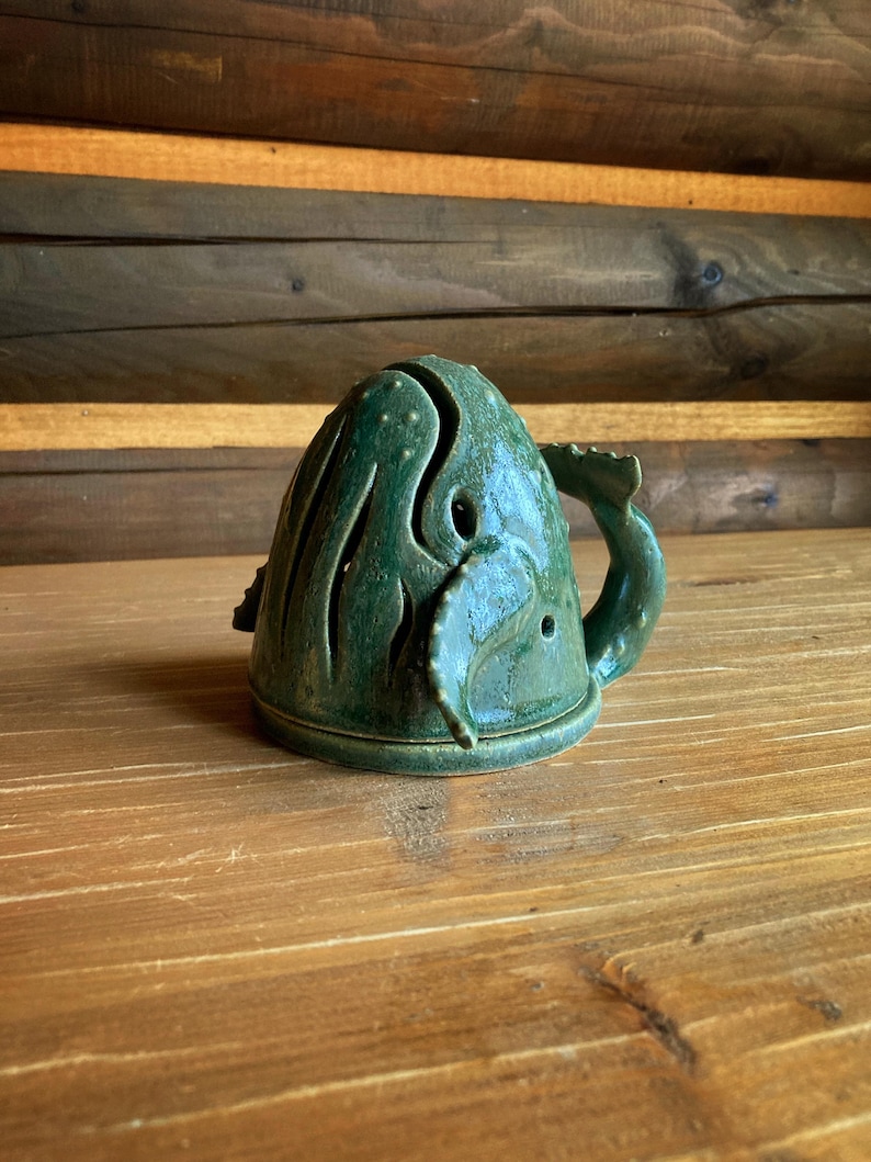Handmade Lightwhale, wheel thrown, ceramic luminary, luminary whale, ceramic tealight holder, handmade luminary, whale tealight, whale art image 6