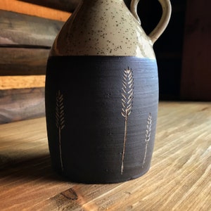 Handmade Vase SAND, wheel thrown, cereal design, stoneware, ceramic vase, bottle neck vase, beige, spottet clay, high fire, ceramic art image 2