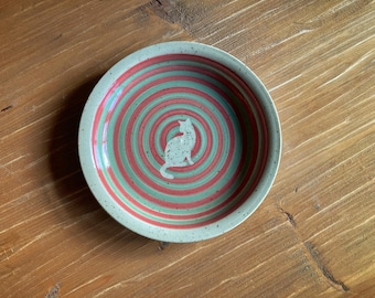 Comedero para gatos "Abeja olfateadora", hecho a mano, de cerámica, cuenco para gatos, comedero, cuenco para comida, tamaño L