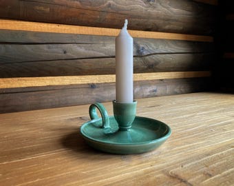 Handmade Candle Holder BEACH, thrown, stoneware, high fire, ceramic candle holder, candlestick, with handle, candlestick holder