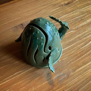 Handmade Lightwhale, wheel thrown, ceramic luminary, luminary whale, ceramic tealight holder, handmade luminary, whale tealight, whale art image 3