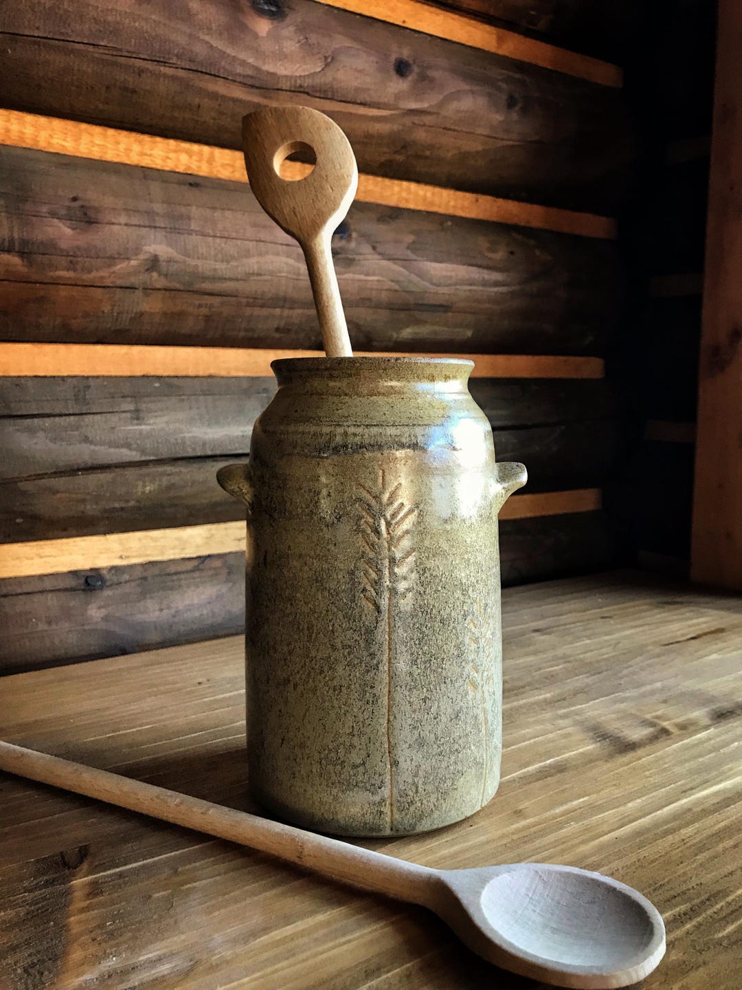 Handmade Utensil Holder WHEATFIELD, Wheel Thrown Vase, Ceramic Vase ...