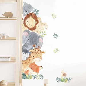 Animal safari jungle wall decal sticker for baby nursery, Baby bedroom wall art stickers, Animal wall stickers, Nursery decor, Wall Art