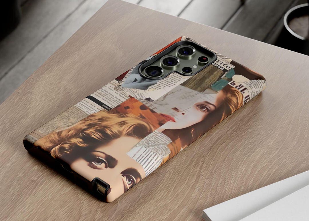 Phone Case Epaper Grungy Retro Femme: Vintage Newspaper Collage Phone Case for Ios and ...