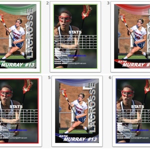 Lacrosse - Profil de recrue sportive | Cartes à collectionner sportives | Modèle PowerPoint | Modifiable | Recrutement universitaire | Femmes | Fille laxiste