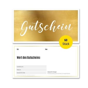 Frank Paperman | 5/60/120 | Geschenk Gutschein blanko für Kunden | mit funkelnder Goldprägung | Gutscheine zum Ausfüllen | DIN Lang Plus