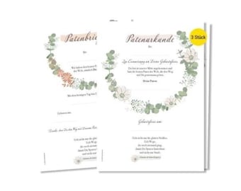 Frank Paperman | godparent letter for godparents | 3x christening certificates | gift for godparents | floral / playful / Christian pattern
